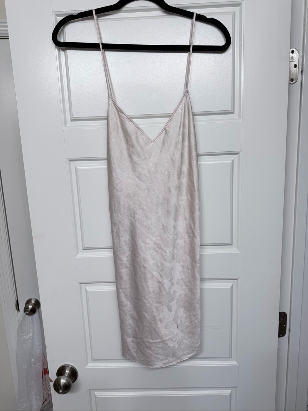 VS Satin Slip Dress with Delicate Jacquard - Light Blush